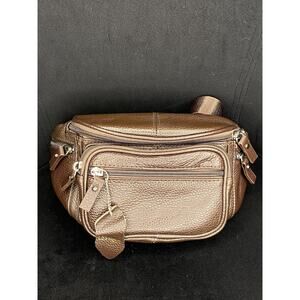 NABOB Genuine Leather Brown Pebbled Fanny Pack New Without Tags 6 Pocket